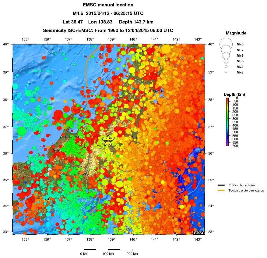 regional depth historical seismicity