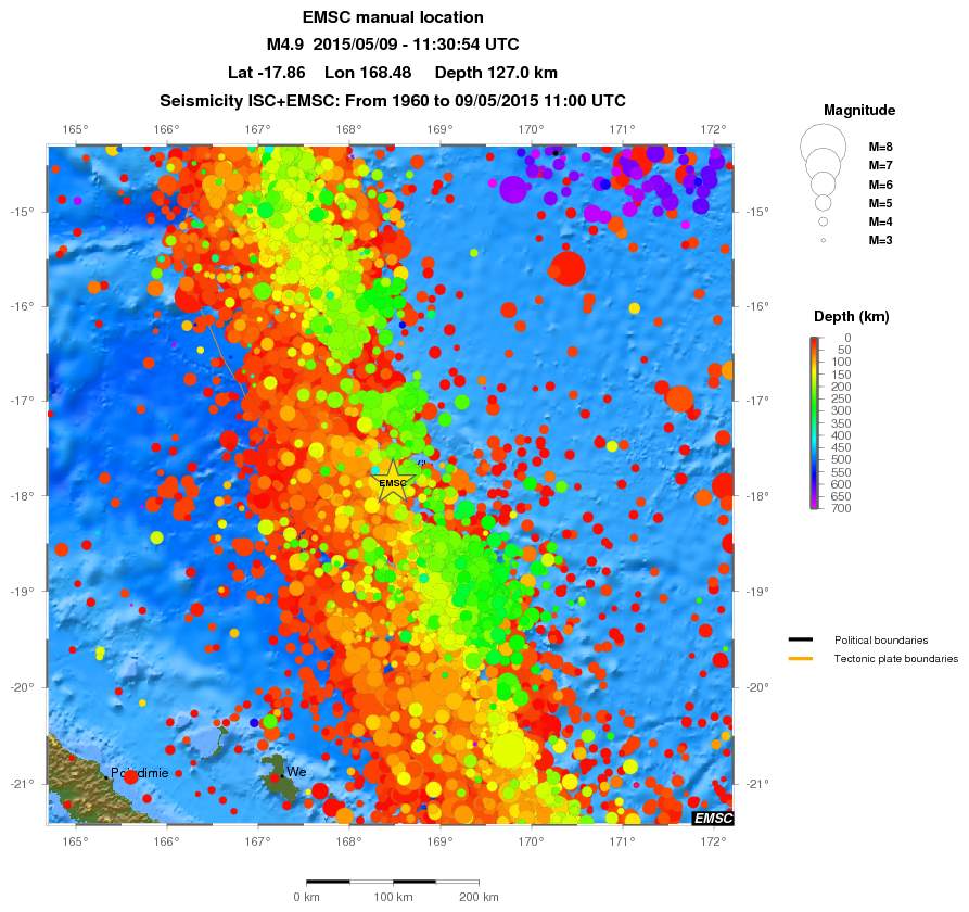 regional depth historical seismicity