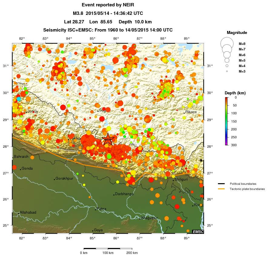 regional depth historical seismicity