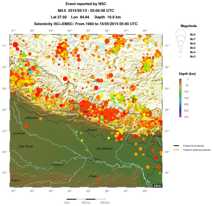 regional depth historical seismicity
