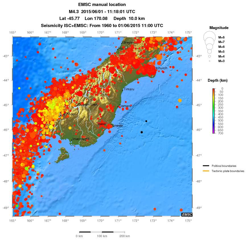 regional depth historical seismicity