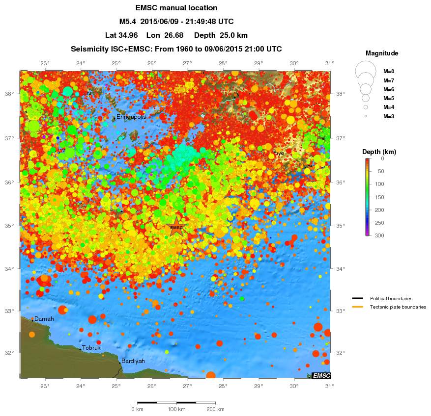 regional depth historical seismicity
