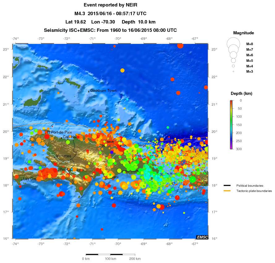 regional depth historical seismicity