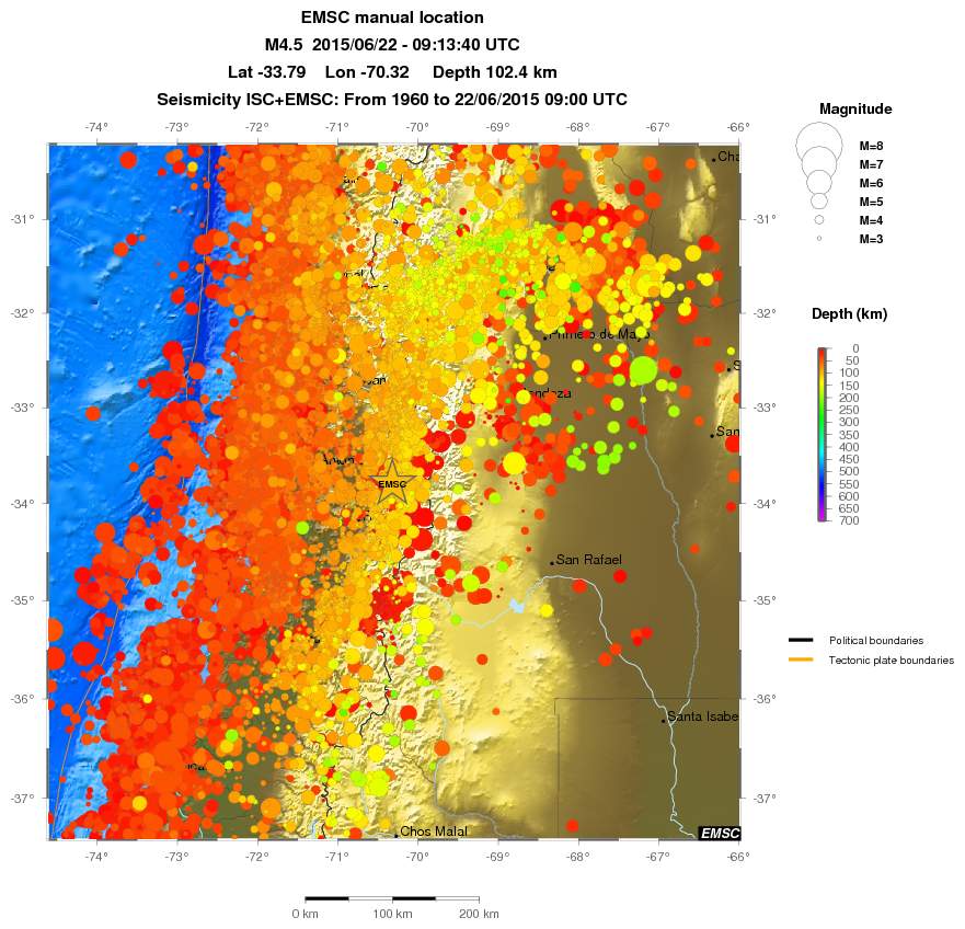 regional depth historical seismicity