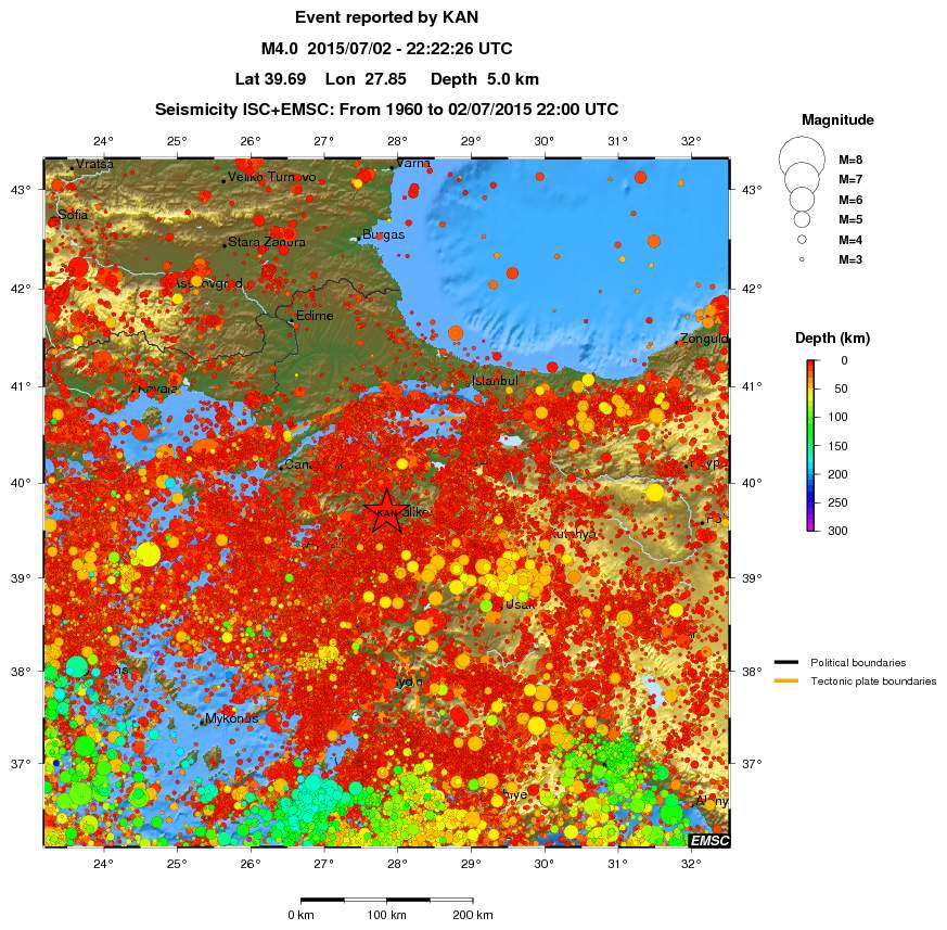 regional depth historical seismicity