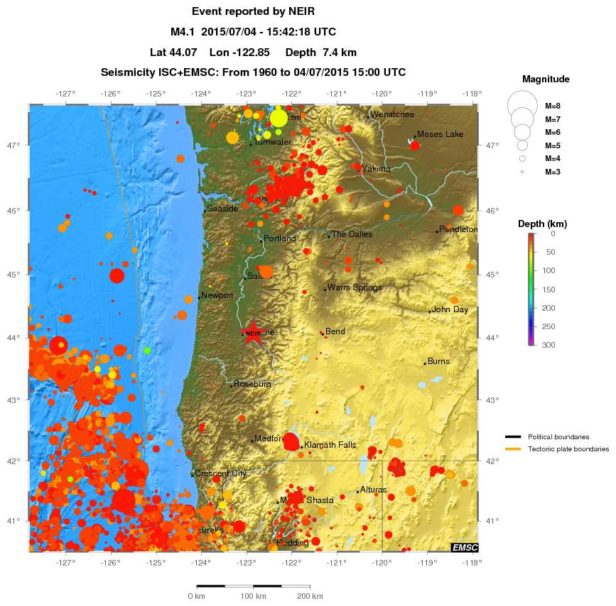 regional depth historical seismicity