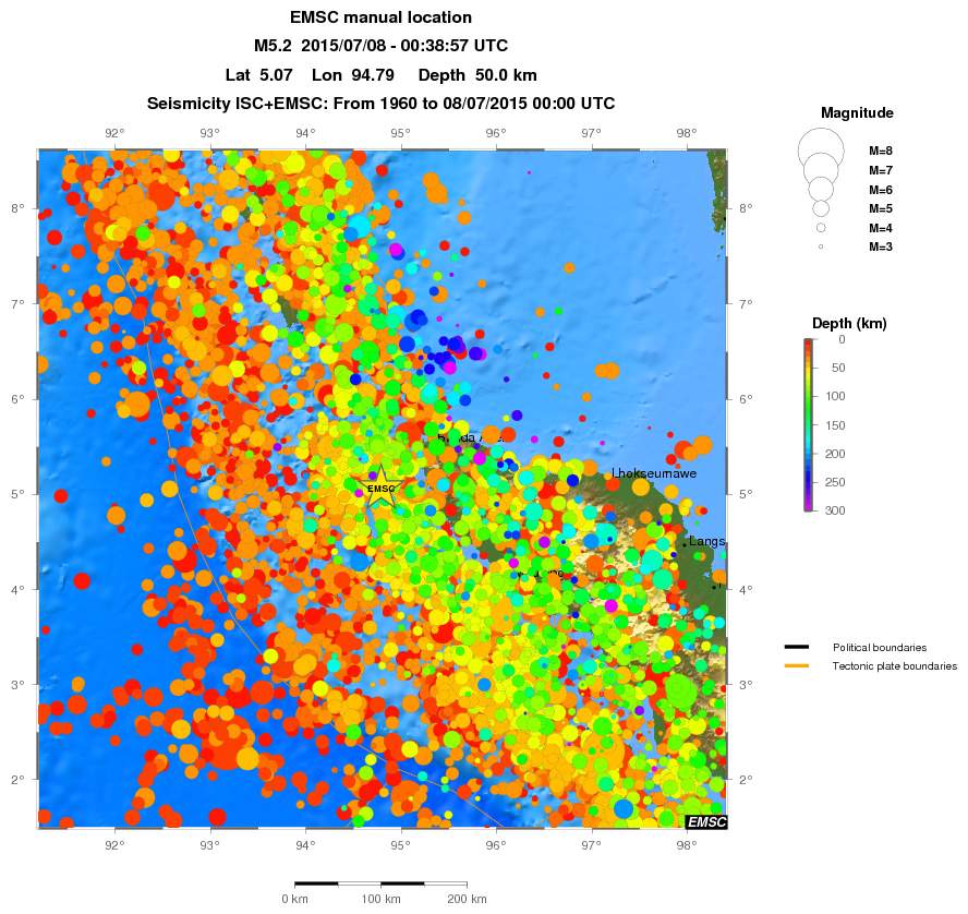 regional depth historical seismicity