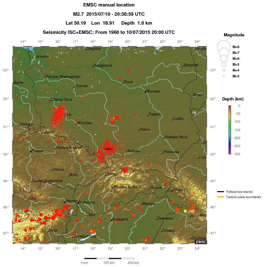 regional depth historical seismicity