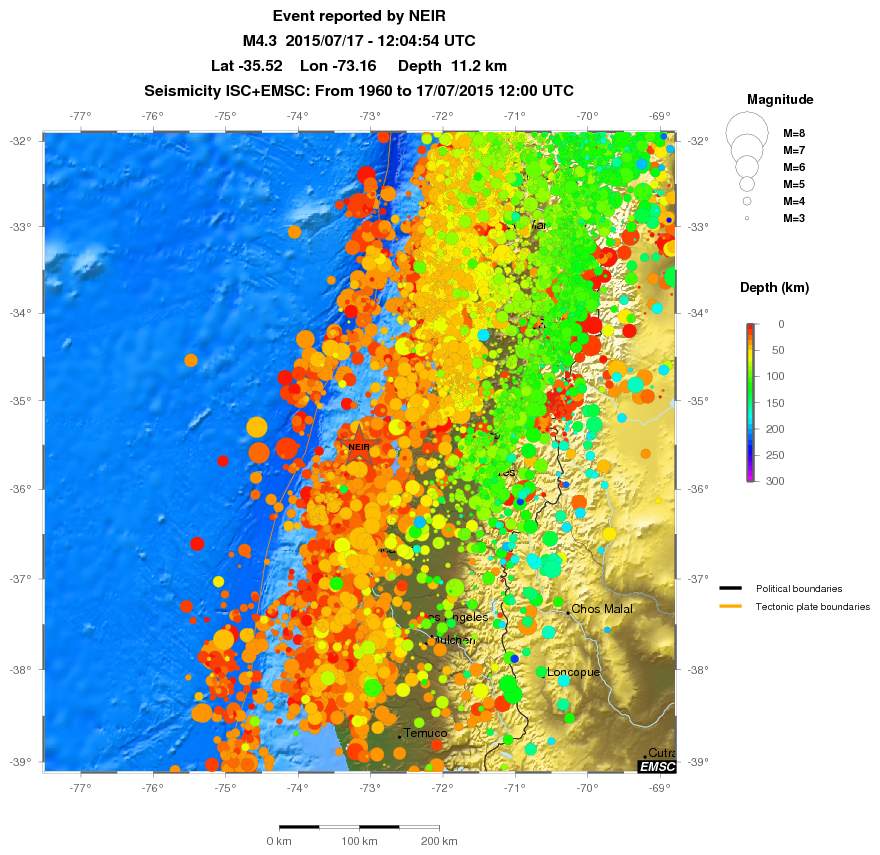 regional depth historical seismicity