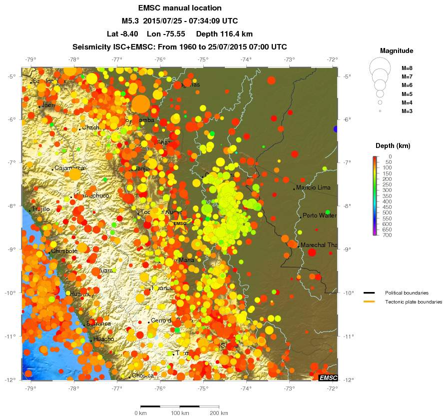 regional depth historical seismicity