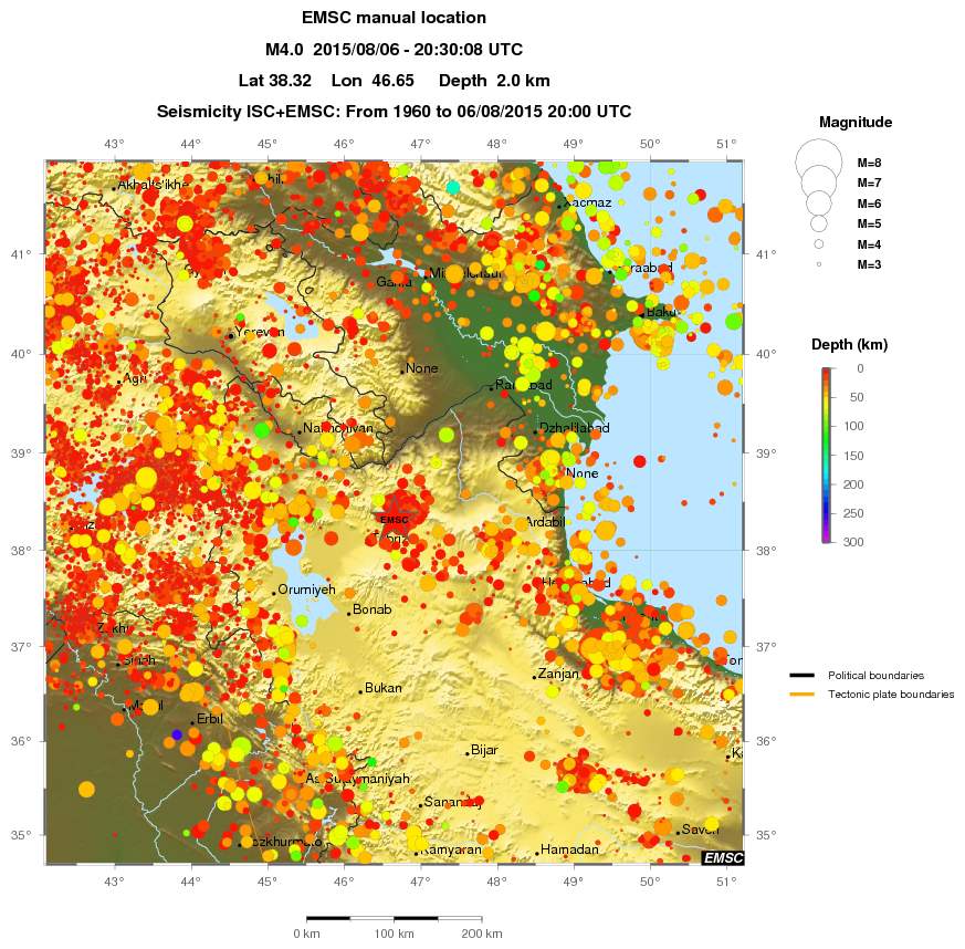 regional depth historical seismicity