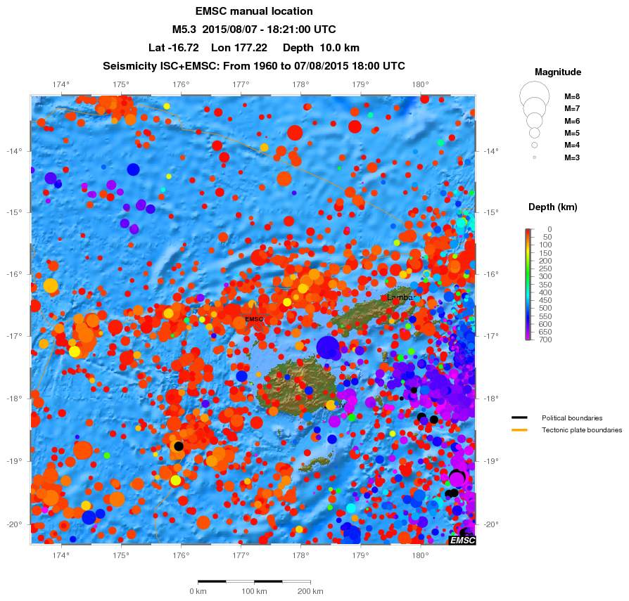 regional depth historical seismicity