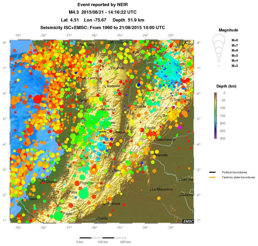 regional depth historical seismicity