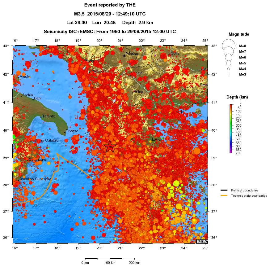regional depth historical seismicity