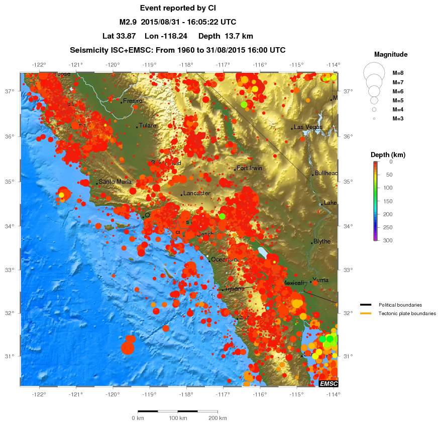 regional depth historical seismicity