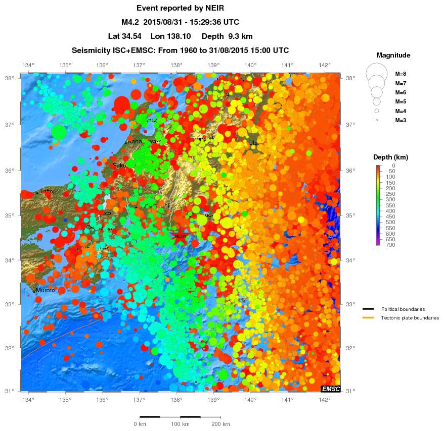 regional depth historical seismicity