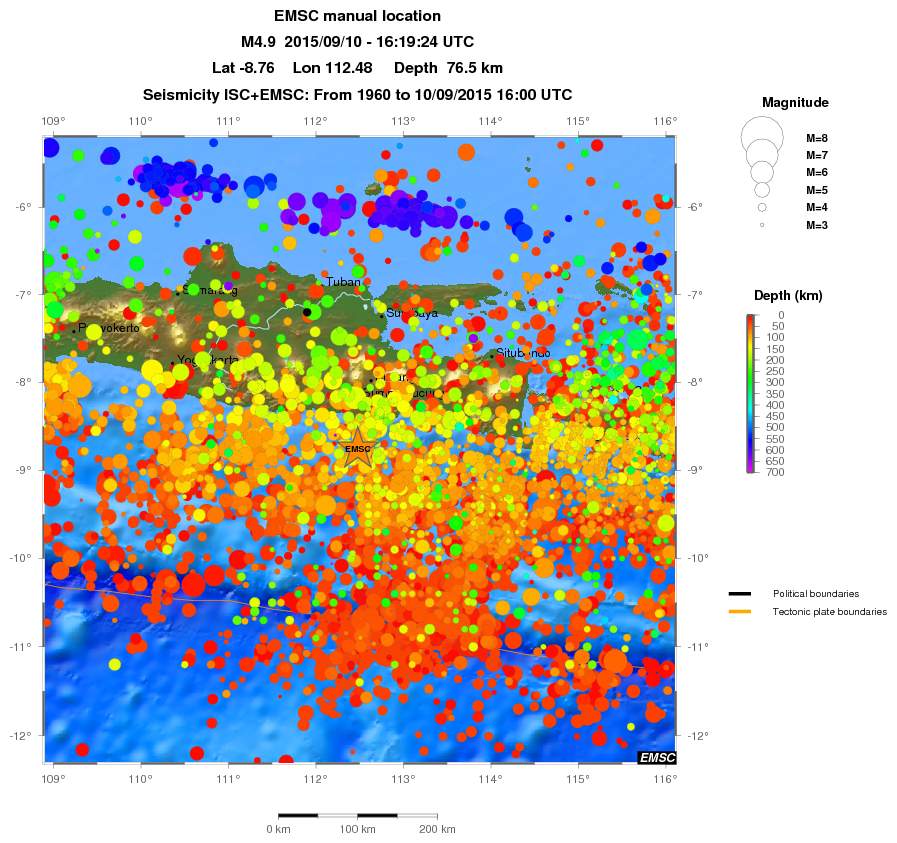 regional depth historical seismicity