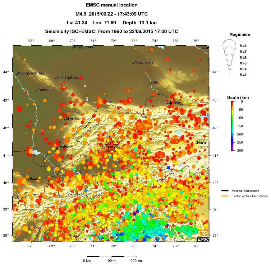 regional depth historical seismicity