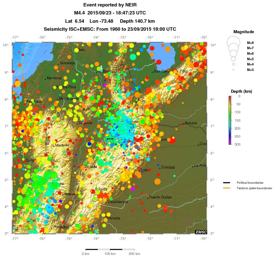 regional depth historical seismicity