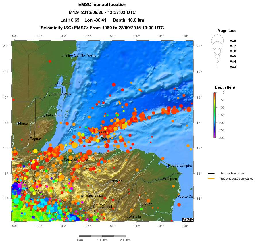 regional depth historical seismicity
