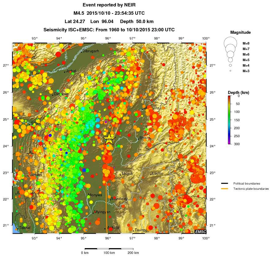 regional depth historical seismicity