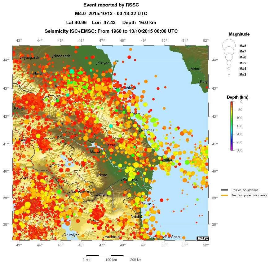 regional depth historical seismicity