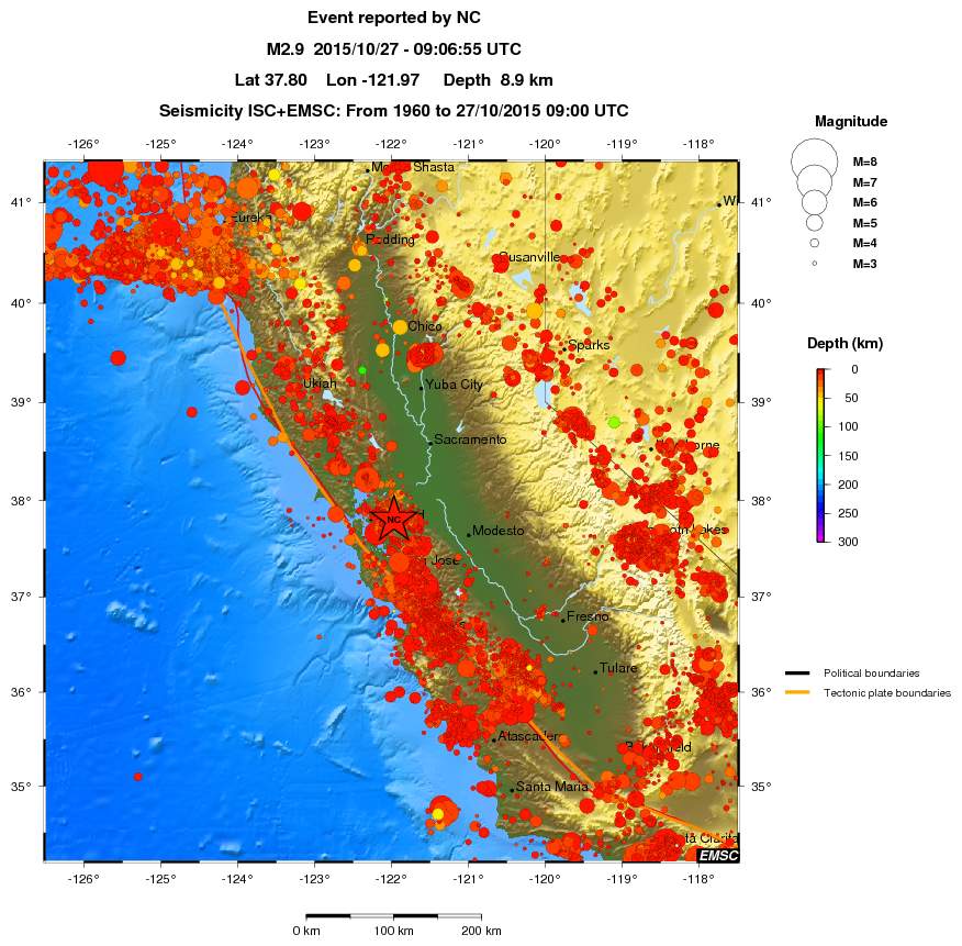 regional depth historical seismicity