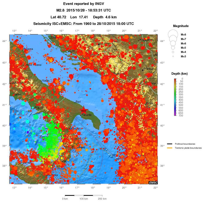 regional depth historical seismicity