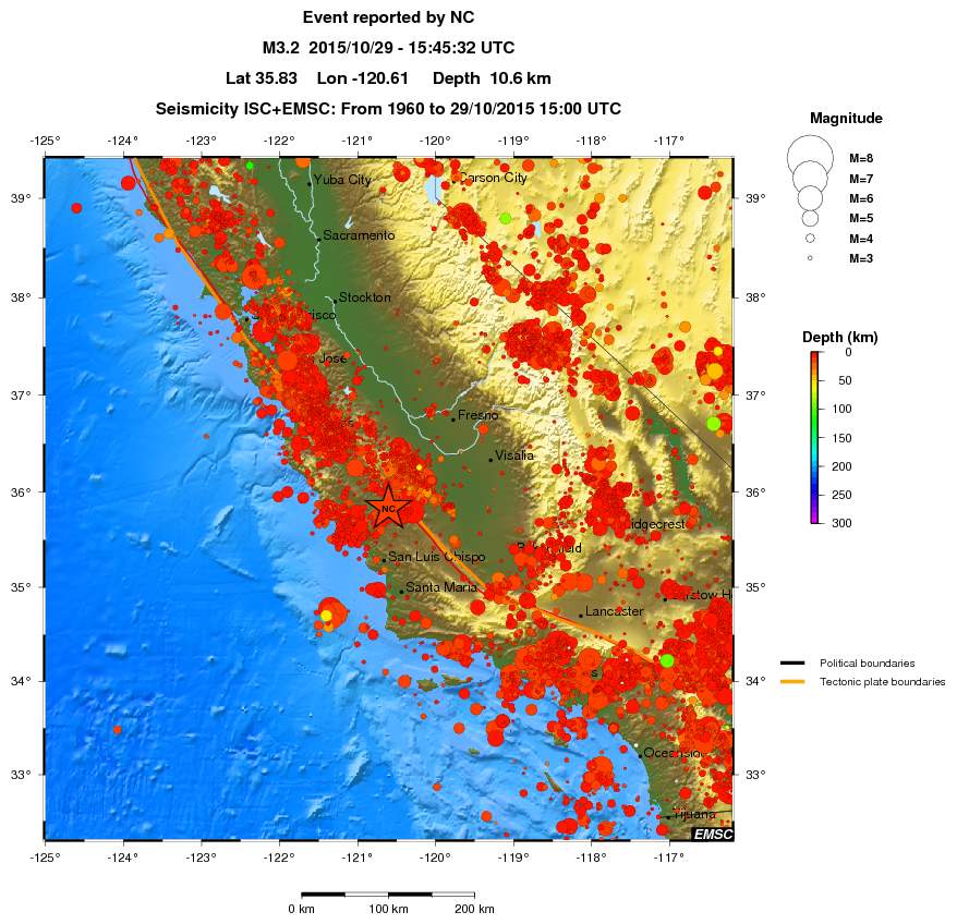 regional depth historical seismicity