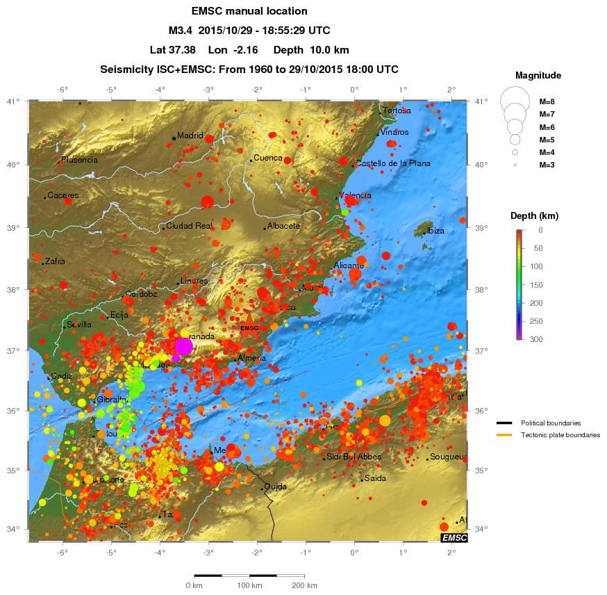 regional depth historical seismicity