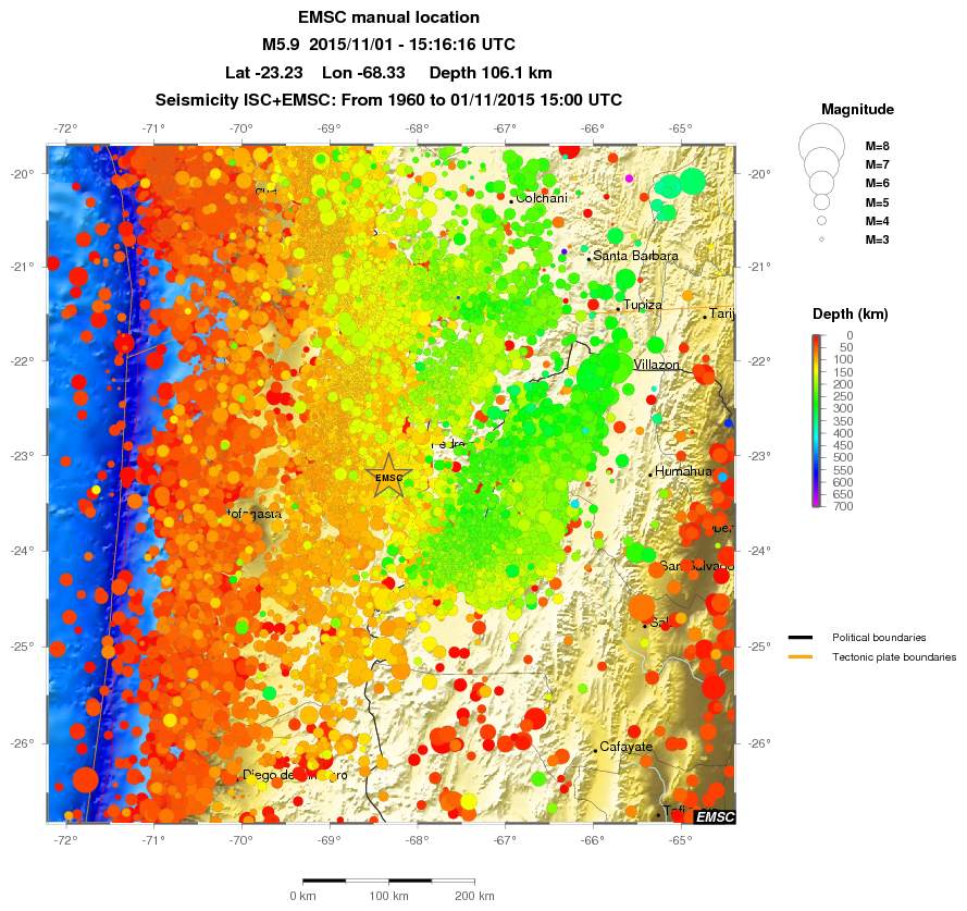 regional depth historical seismicity