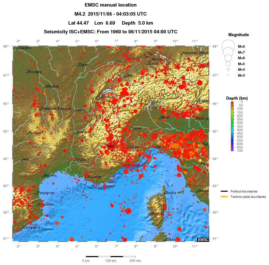 regional depth historical seismicity