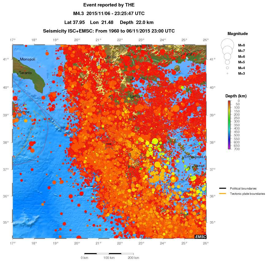 regional depth historical seismicity
