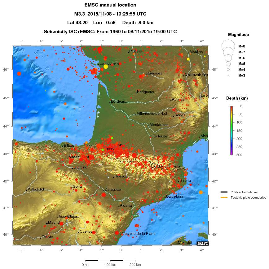 regional depth historical seismicity