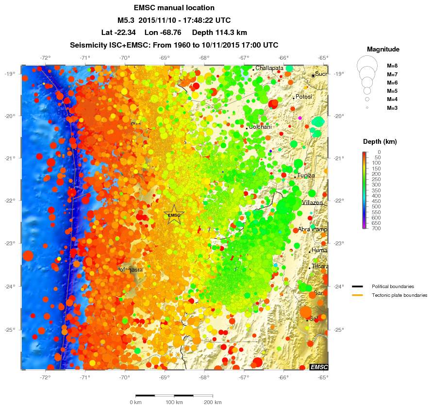 regional depth historical seismicity