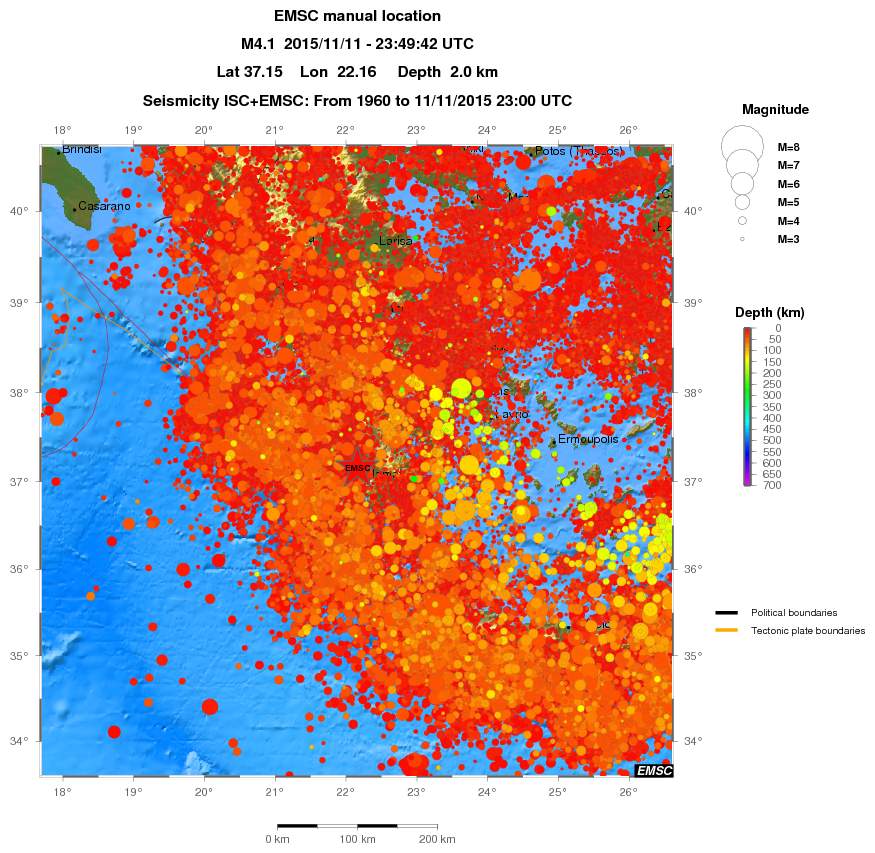 regional depth historical seismicity