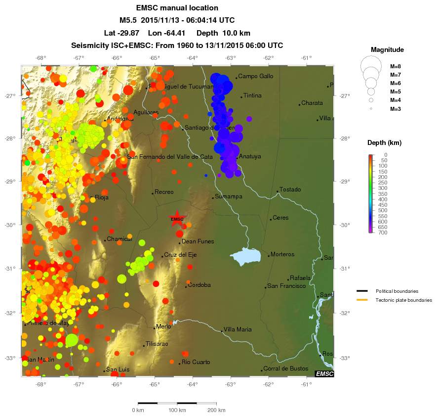 regional depth historical seismicity