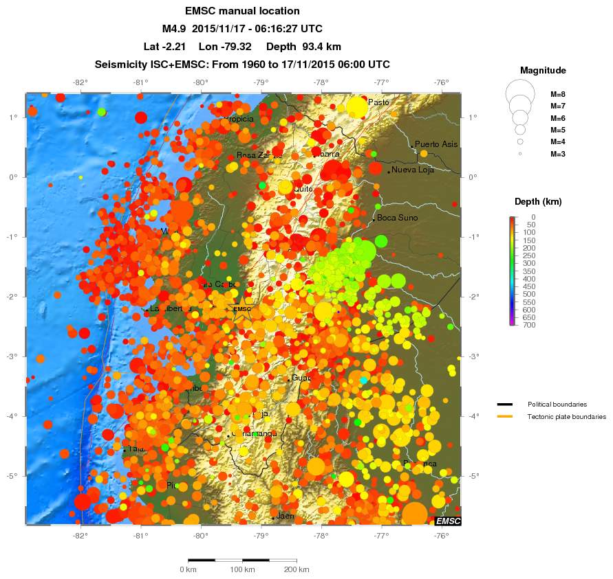 regional depth historical seismicity