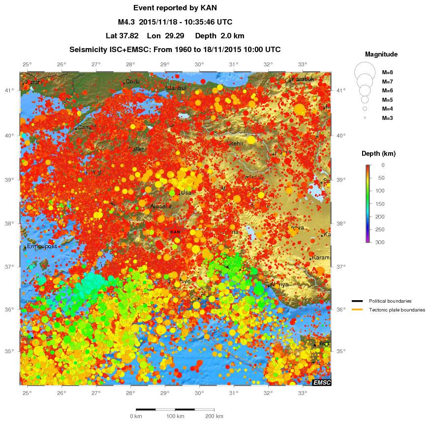 regional depth historical seismicity