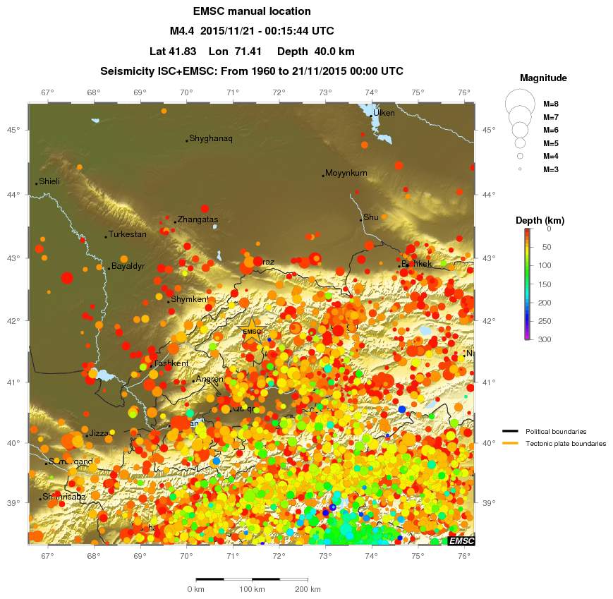 regional depth historical seismicity