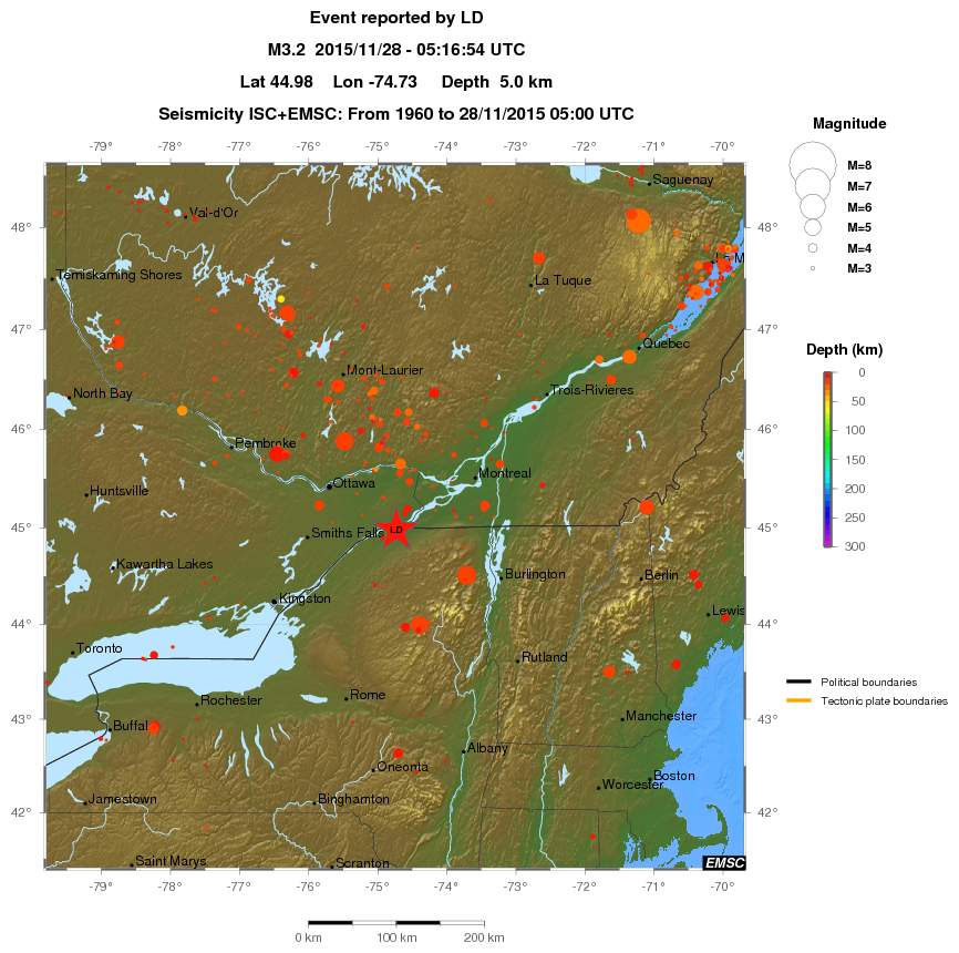 regional depth historical seismicity