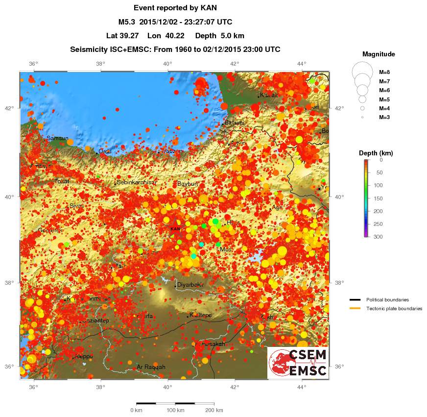 regional depth historical seismicity
