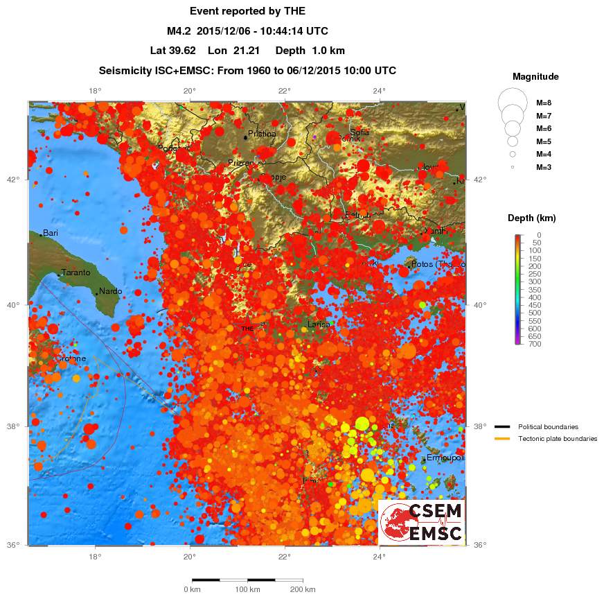 regional depth historical seismicity