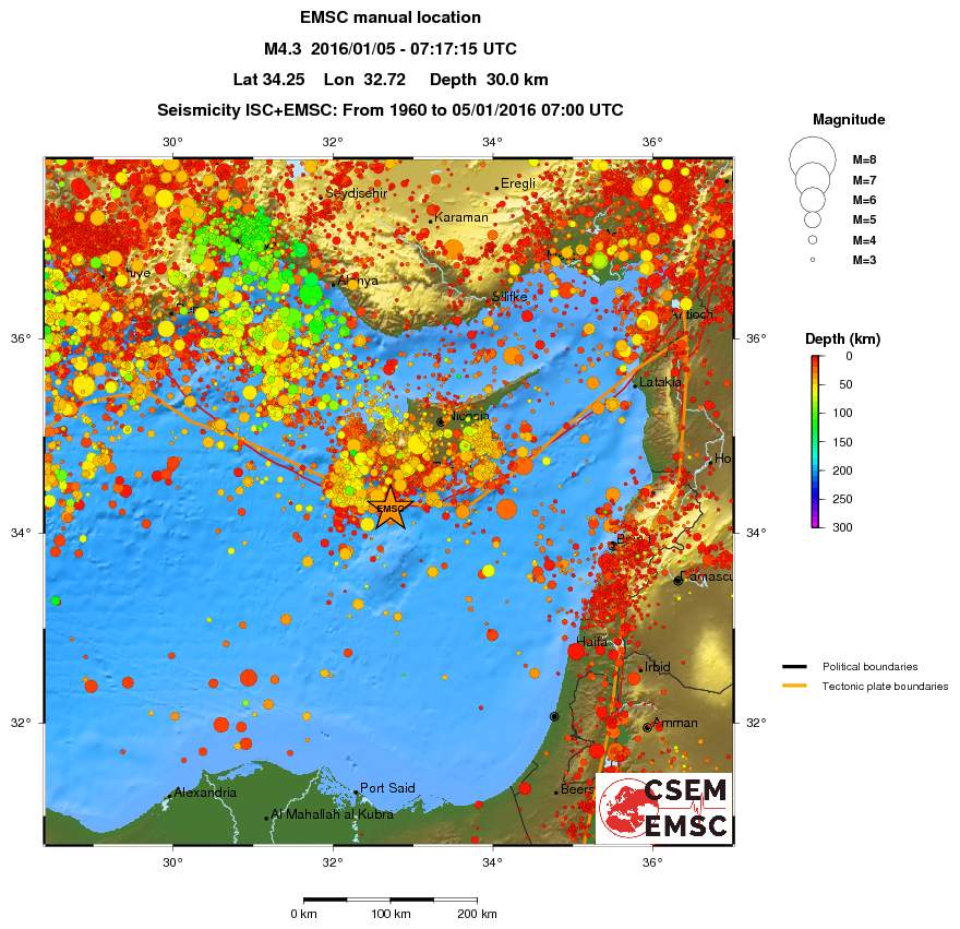regional depth historical seismicity