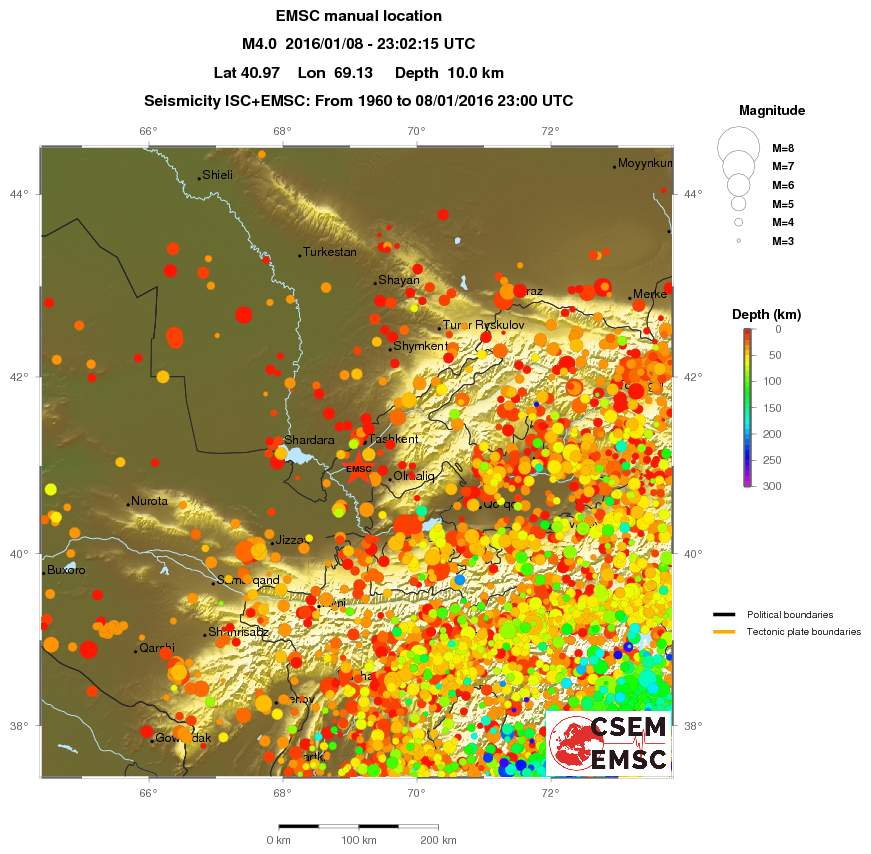 regional depth historical seismicity