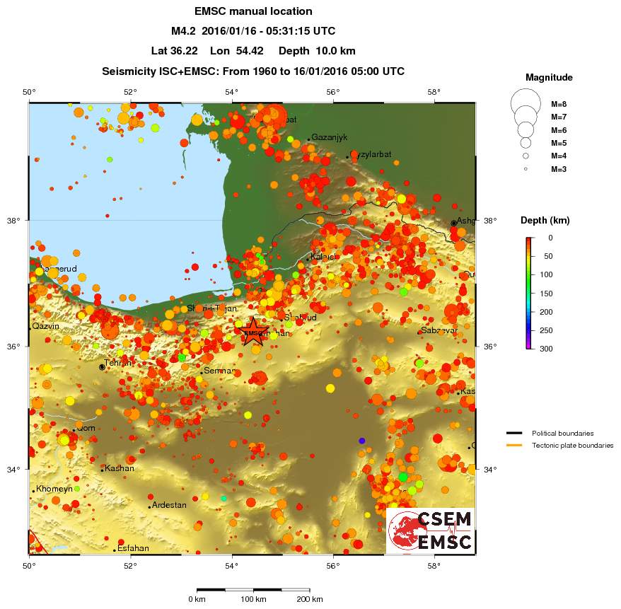 regional depth historical seismicity