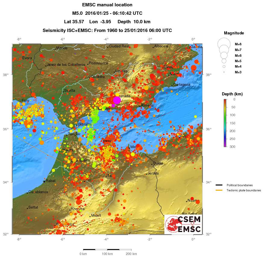 regional depth historical seismicity