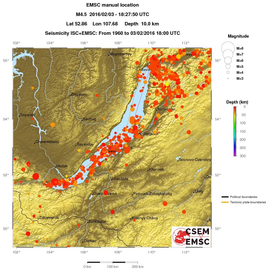 regional depth historical seismicity
