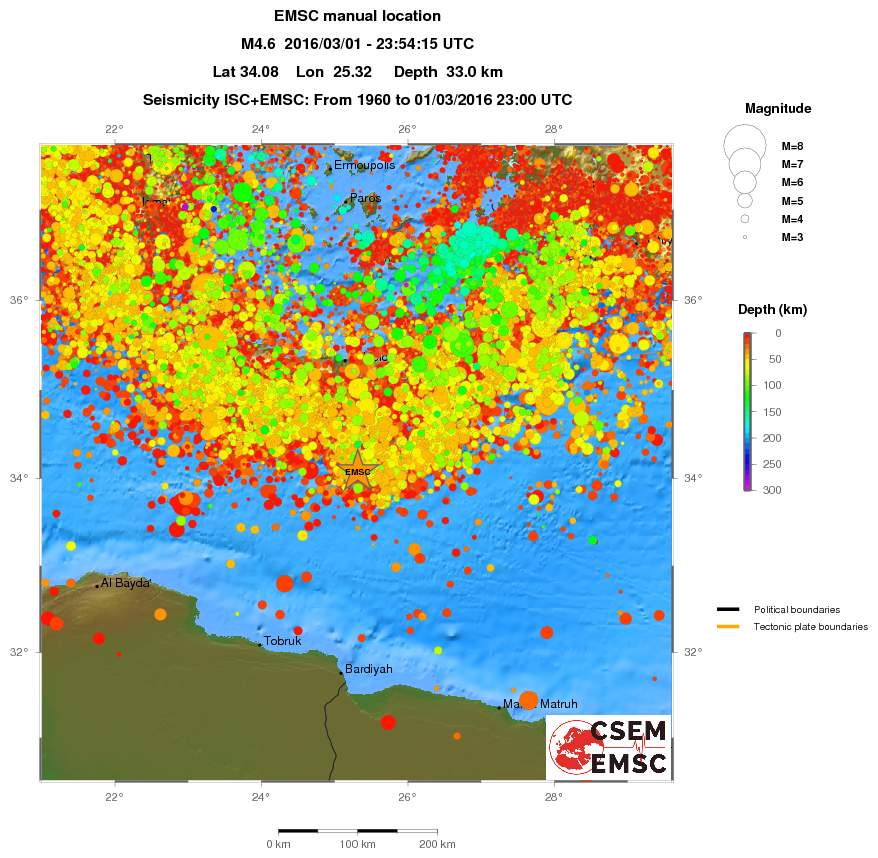 regional depth historical seismicity