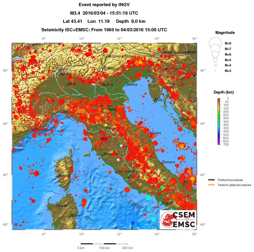 regional depth historical seismicity
